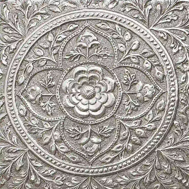 German Silver Handcrafted Chowki with Elephant Leg (7 Inch)