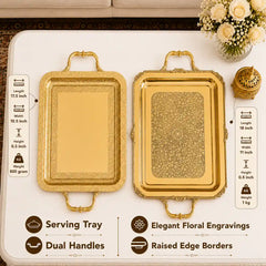 Brass Rectangular Tray / Platter With Handle