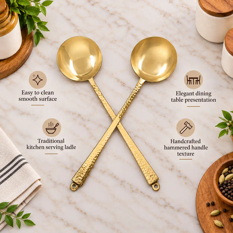 Brass Kitchen Ladles Set  (15.5 Inch)