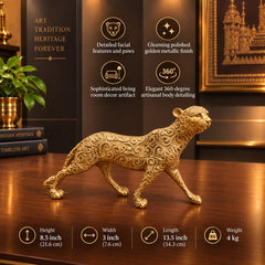 Brass Leopard / Tiger Statue (8.5 Inch)
