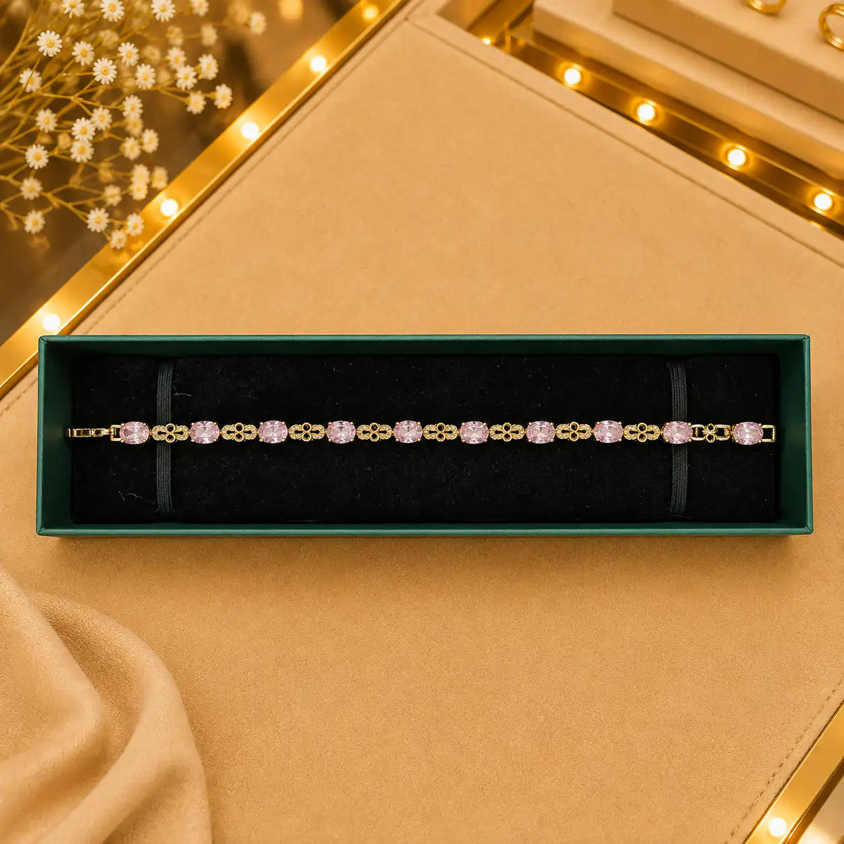 Geometric Tennis Bracelet for Women | Split Leaf & Oval CZ Design