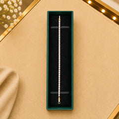 Thin Linear CZ Tennis Bracelet for Women | Gold-Tone Clasp, Gift Box