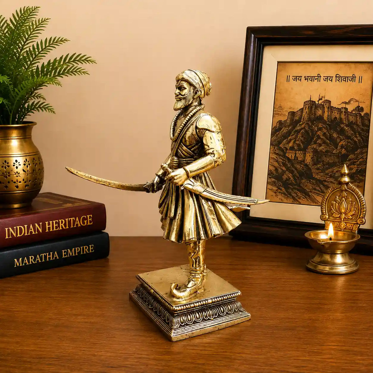 Brass Lightweight Chatrapati Shivaji Maharaj Idol (5 Inch)