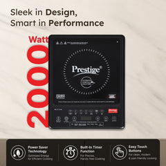 Prestige Induction Cooktop PIC 31.0 V4 + Prestige Omega Deluxe Granite Alpha 3 Pc BYK Non-Stick Set: Kadai 24cm with Glass Lid, Omni Tawa 28cm, Fry Pan 24cm, Gas & Induction Compatible