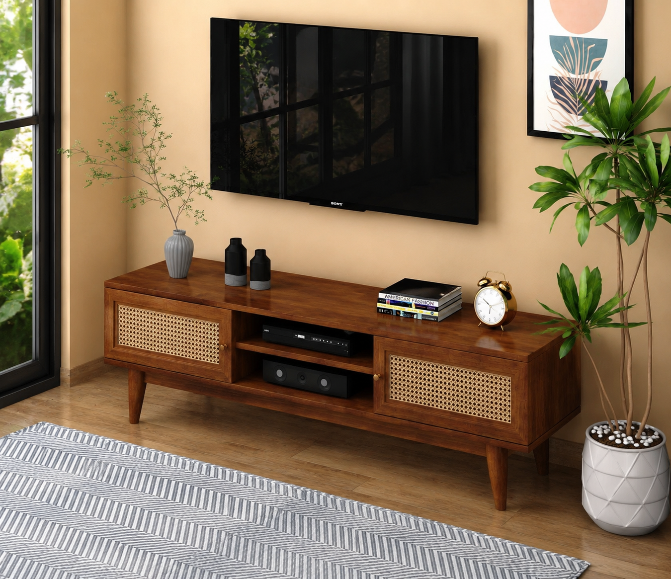 Milano Mango Wood Tv Cabinet – Teak Finish