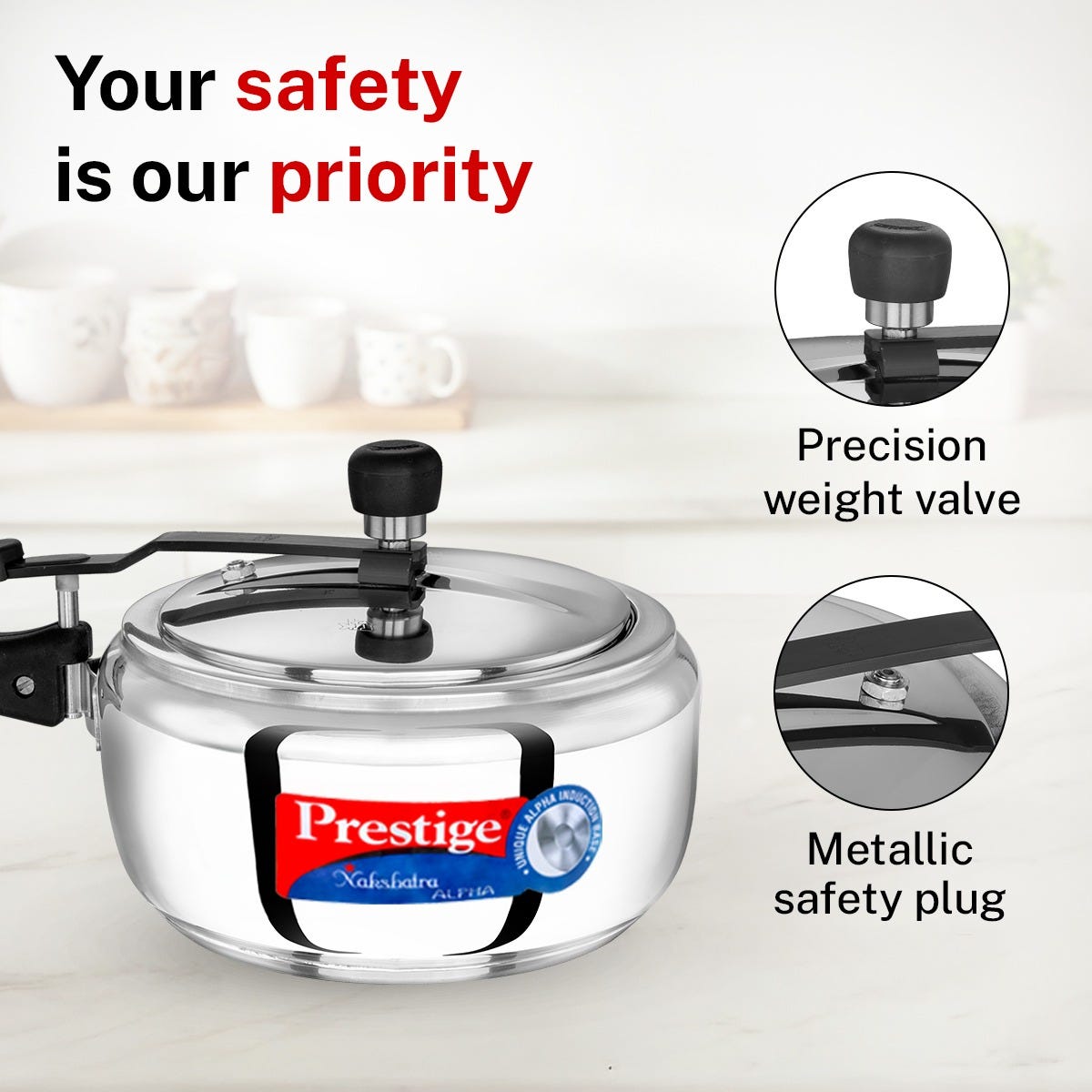 Prestige Nakshatra Alpha Stainless Steel Gas and Induction Compatible Pressure Cooker, 3.5 L (Silver), Prestige Omega Deluxe Granite Non-stick Round Base Omni Tawa, 25 cm (Black)