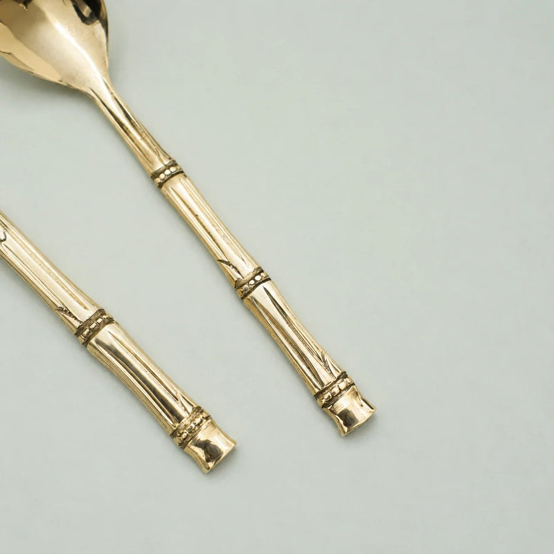 Handcrafted Brass Serving Spoon Pair