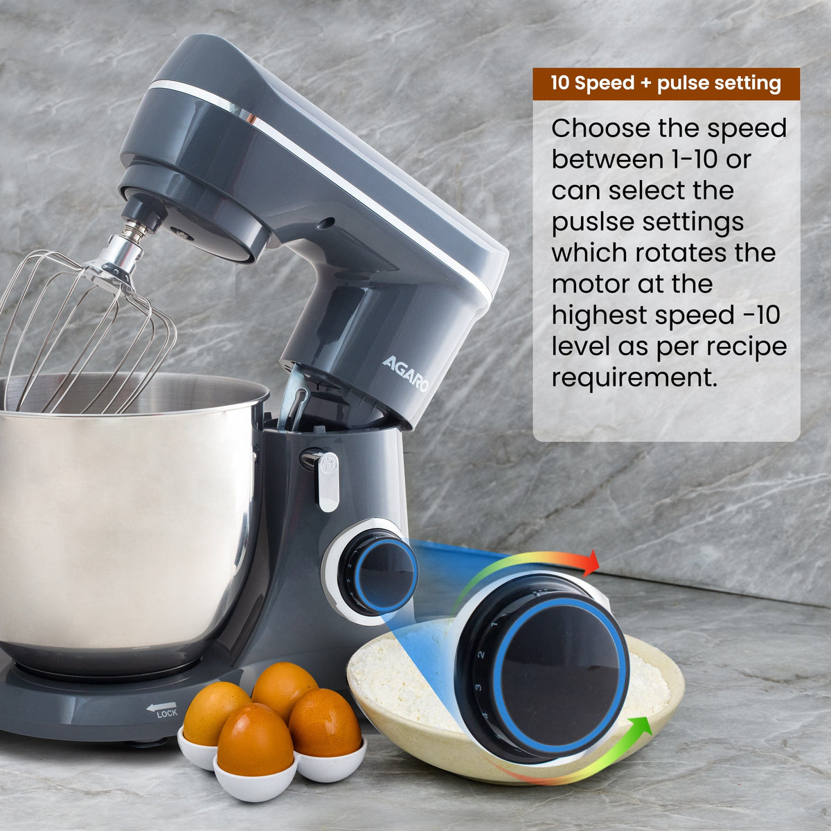 AGARO Elegant Stand Mixer,1400W - Black