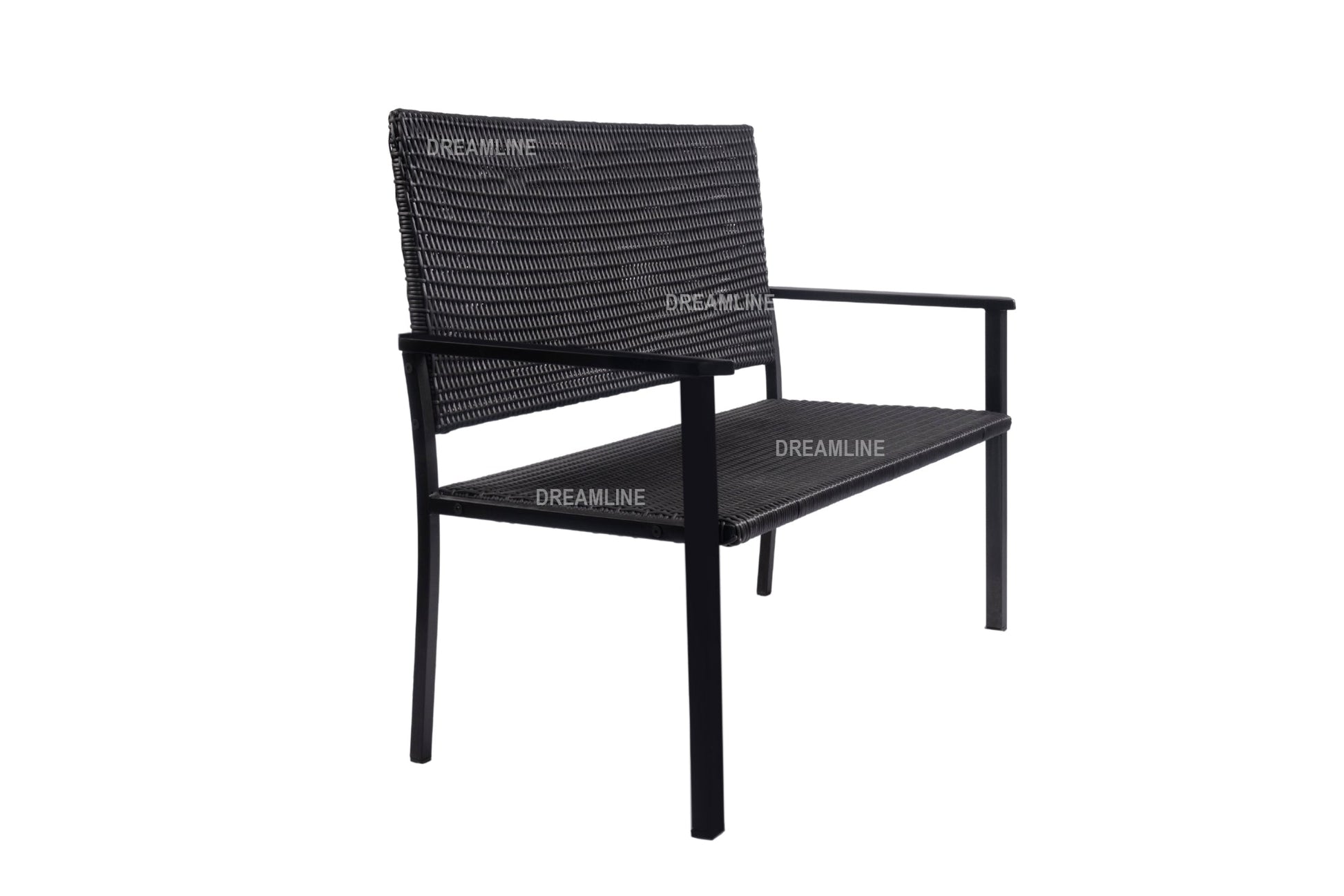 Viola Wicker 2 Seater and 1 Table Garden Bench for Outdoor Park - (Black)