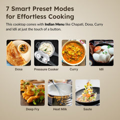Prestige PIC 29.0 Induction Cooktop 2000W with Preset Indian Menu Options, Blue + Prestige TRIPLY Splendid 4 Pc Cookware Set: Fry Pan 22cm, Kadai 22cm, Saucepan 14cm, SS Lid 24cm, 15Y Warranty