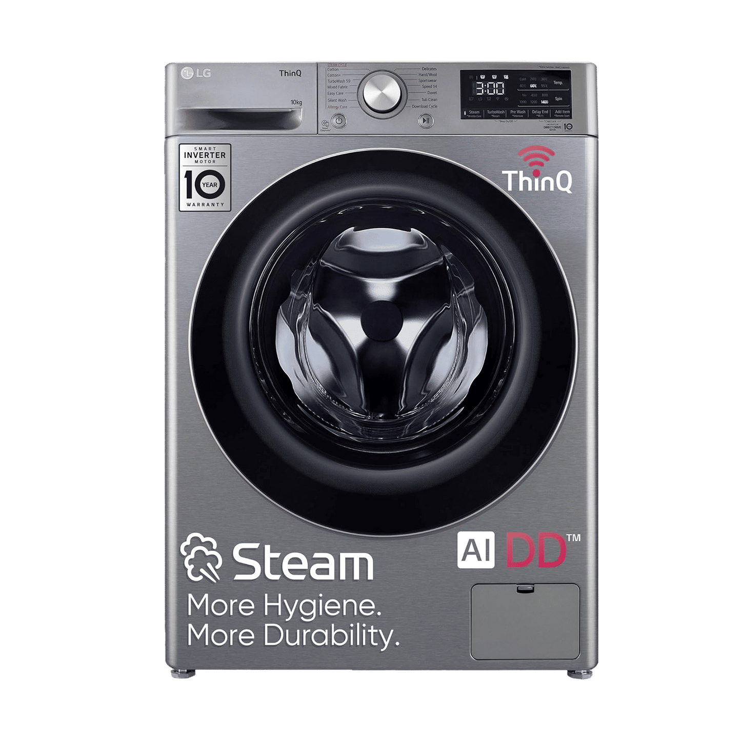 LG 10 kg 5 Star Fully Automatic Front Load Washing Machine (FHP1410Z7P.APSQEIL, Smart Diagnosis, Platinum Silver)