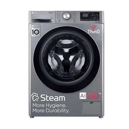 LG 10 kg 5 Star Fully Automatic Front Load Washing Machine (FHP1410Z7P.APSQEIL, Smart Diagnosis, Platinum Silver)