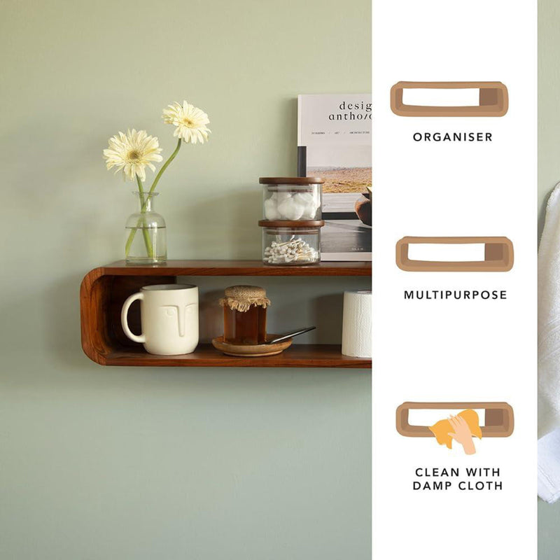 Minimalist Wooden Wall Mounted Display Shelf- Set Of 2