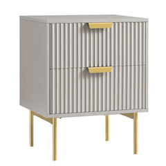 Velin Ridged 2 Drawer Bedside Table
