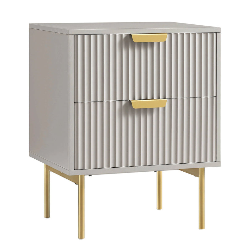 Velin Ridged 2 Drawer Bedside Table