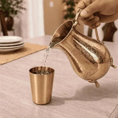 Brass Handcrafted Water Jug With Legs (8.5 Inch)