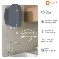 Instaflo Neo 3L Instant Water Heater (Geyser) | Shockproof | 6 years tank warranty | Gloss Finish Midnight Grey