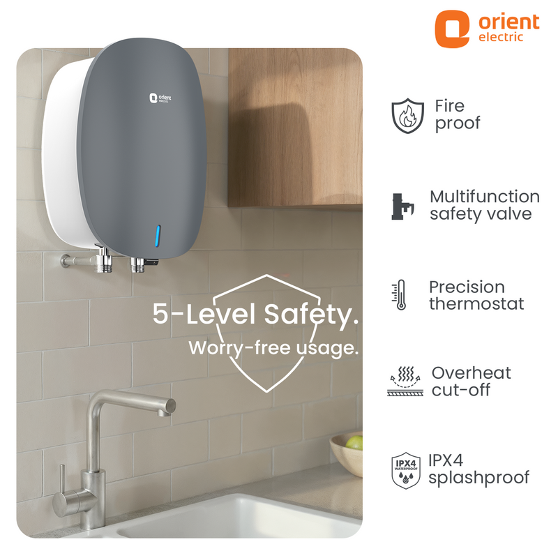 Instaflo Neo 3L Instant Water Heater (Geyser) | Suitable for low & mid rise buildings | 6 years Tank Warranty | Matt Finish Slate Grey