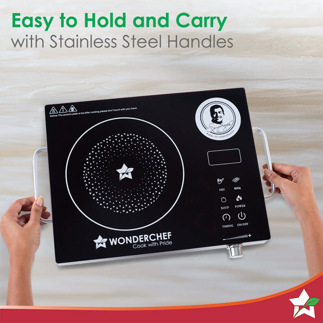Wonderchef Easy Cook Infrared Cooktop | 2200W | LED Digital Panel | Smart Touch Buttons | 2 Year Warranty