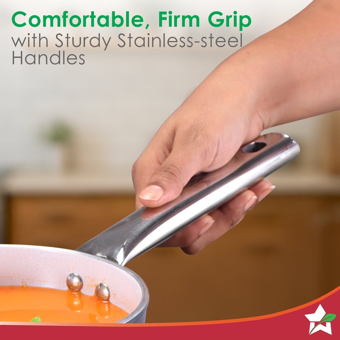 Eco-Glide Saucepan | Chemical-free Ceramic Coating | 16cm, 1.75L | Healthy, Low Oil Meals | Scratch-resistant | Stainless-steel Handle | Gas & Induction Compatible | Grey | Easy to Clean