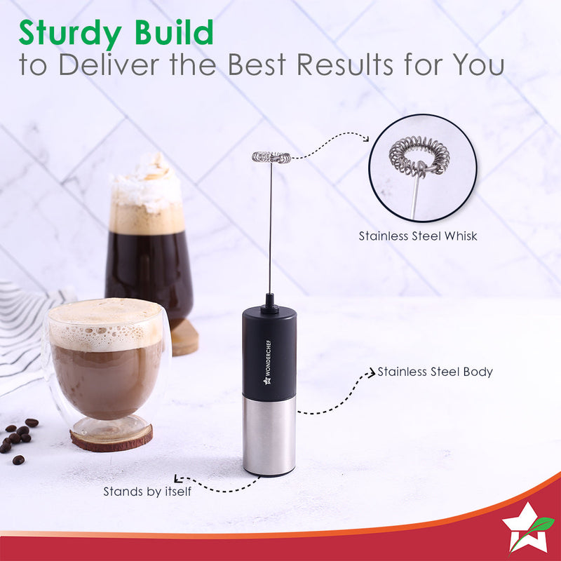 Wonderchef French Press Coffee Maker 350 ml with Milk Frother | Heat Resistant Borosilicate Glass Carafe | 18/8 Stainles