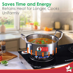 Wonderchef Stella Triply Stainless Steel Casserole with Lid | 24 cm, 4.5 Litres | Compatible with Gas Stove, Induction, 