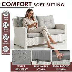 Adara Outdoor Sofa Set 2 Seater, 2 Single seater and 1 Center Table (White)