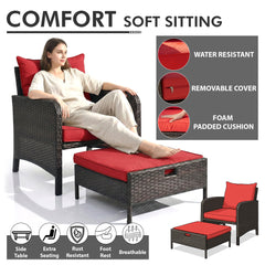 Sofani  Outdoor Sofa Set  2 Single seater with 2 ottoman and 1 Center Table (Black)