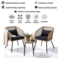 Seidel Outdoor Patio Seating Set 2 Chairs and 1 table Set (Tan)