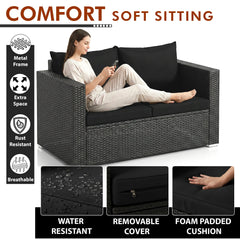 Gracia Outdoor Sofa Set 2 Seater, 2 Single seater and 1 Center Table (Black)