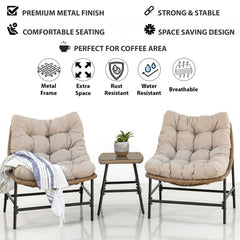 Keris Outdoor Patio Seating Set 2 Chairs and 1 table Set (Tan)
