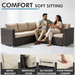 Marea Outdoor Patio Sofa Set 6 seater and 1 Center Table (Brown)