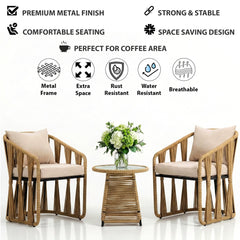 Varqo Outdoor Patio Seating Set 2 Chairs and 1 Table Set Braided & Rope