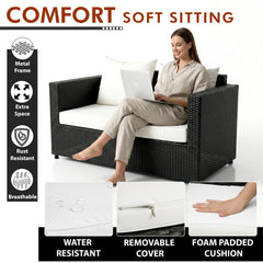 Calmo Outdoor Sofa Set 2 Seater , 2 Single seater and 1 Center Table Set (Black)