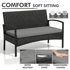 Gaetano Outdoor Sofa Set 2 Seater , 2 Single seater and 1 Center Table (Black)