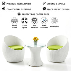 Vaaka Outdoor Patio Seating Set 2 Chairs and 1 Table Set (White)
