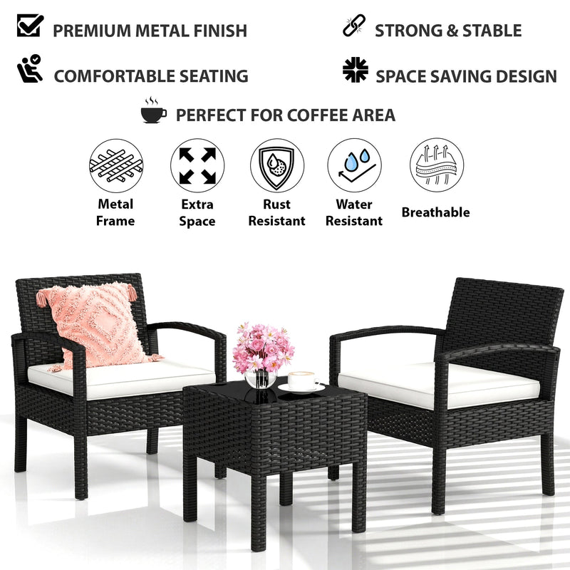 Ignacio Outdoor Patio Seating Set 2 Chairs and 1 Table Set