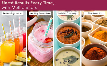 Platinum Food Processor-Mixer-Grinder | 750W Copper Motor | Blades for Slicing, Shredding, Kneading, Juliennes, French-Fries | 4 Jars for Dry/Wet Grinding, Blending | 5 Yr Warranty on Motor