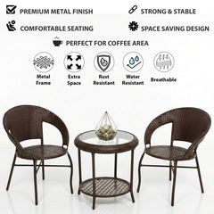 Riva Outdoor Patio Seating Set 2 Chairs and 1 Table Set (Brown)