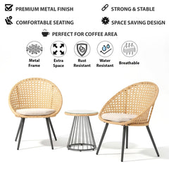 Hell Outdoor Patio Seating Set 2 Chairs and 1 Table Set (Tan + White)