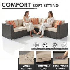 Torino Outdoor Garden Balcony Sofa Set 3 Seater, 2 Seater With 2 Single Seater and 1 Center Table With 1 Side Table Set (Brown)
