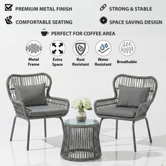 Intra Outdoor Patio Seating Set 2 Chairs and 1 Table Set