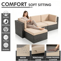 Ment Outdoor Sofa Set 4 Seater and 1 Center Table Set (Black)