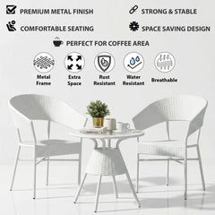 Tessa Outdoor Patio Seating Set 2 Chairs and 1 Table Set (White)