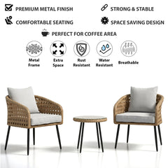 Yuri Outdoor Patio Seating Set 2 Chairs and 1 Table Set (Honey)