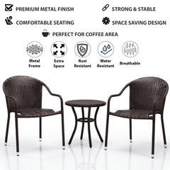 Bovina Outdoor Patio Seating Set 2 Chairs and 1 Table Set (Brown)