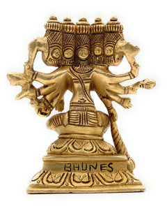 Brass Gayatri Devi Idol | Vedamata Gayathri Murti | Panchamukhi Savitri Mata Statue for Puja & Home Temple,Gold, 5 Inch, 1 Piece