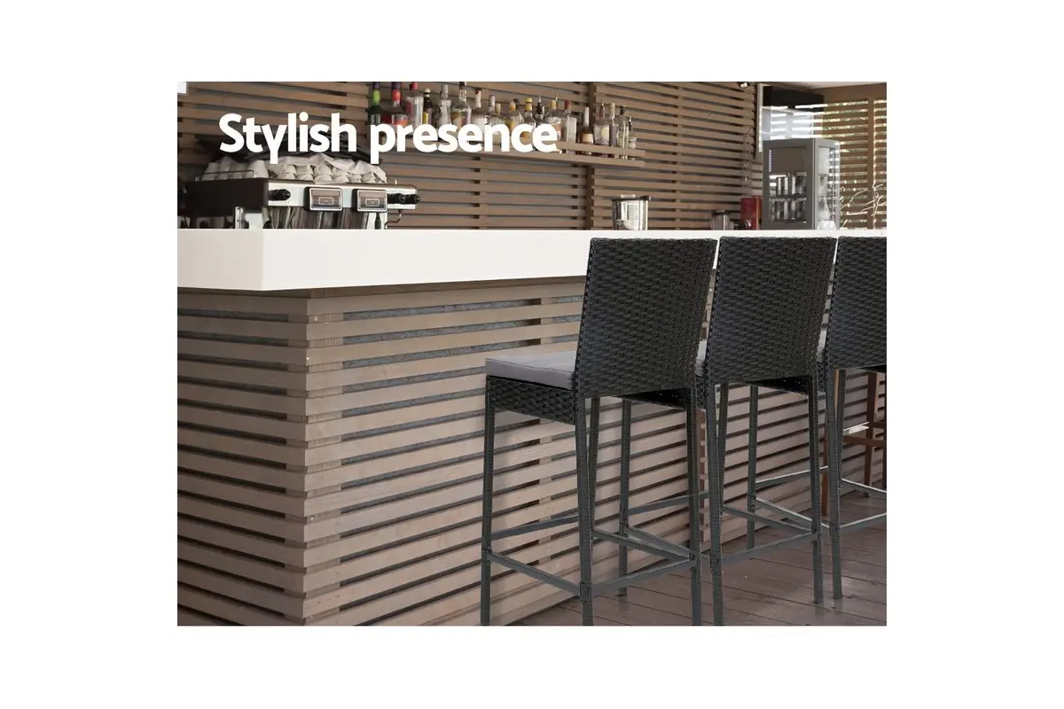 Gelt Outdoor Patio Bar Chair 4 Chairs For Balcony (Black)