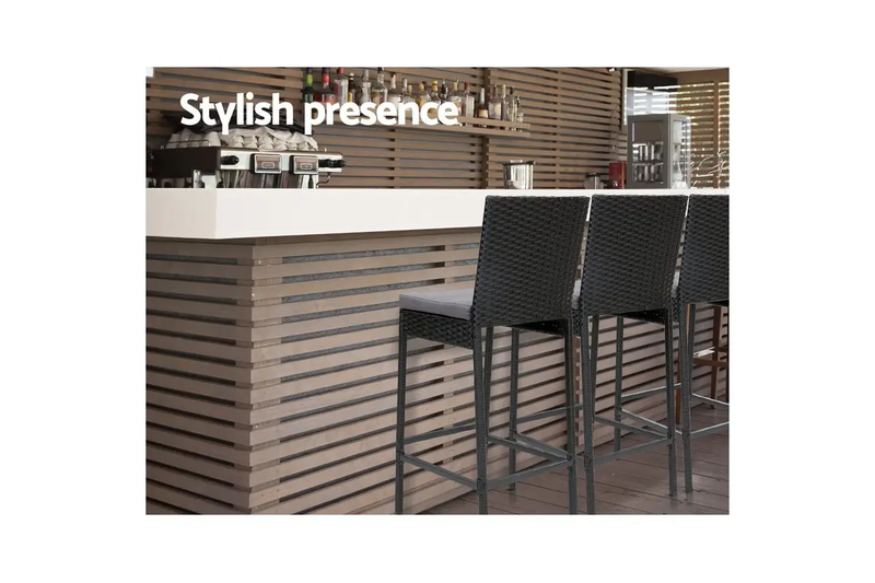 Nino Outdoor Patio Bar Chair 2 Chairs For Balcony (Black)