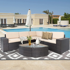 Okapi Outdoor Garden Balcony Sofa Set  5 Seater and 1 Center Table Set (Brown)